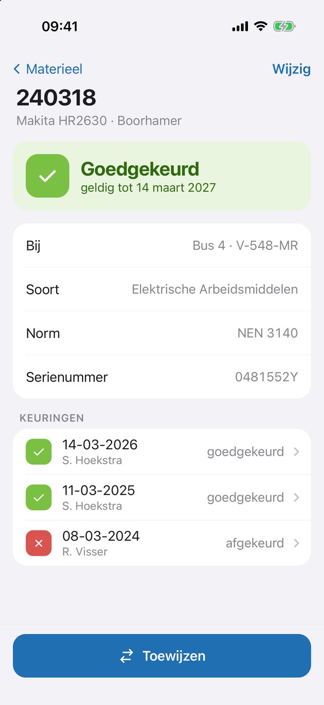 Objectkaart voor de klant, met Toewijzen